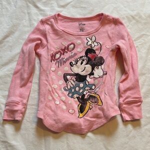 Disney Pink Minnie Mouse Long Sleeve Thermal Tee with Graphic